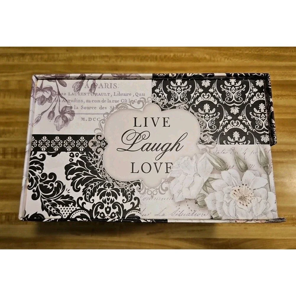Elegant Storage Box Grey & Black Paris Art Nouveau Live Laugh Love 9